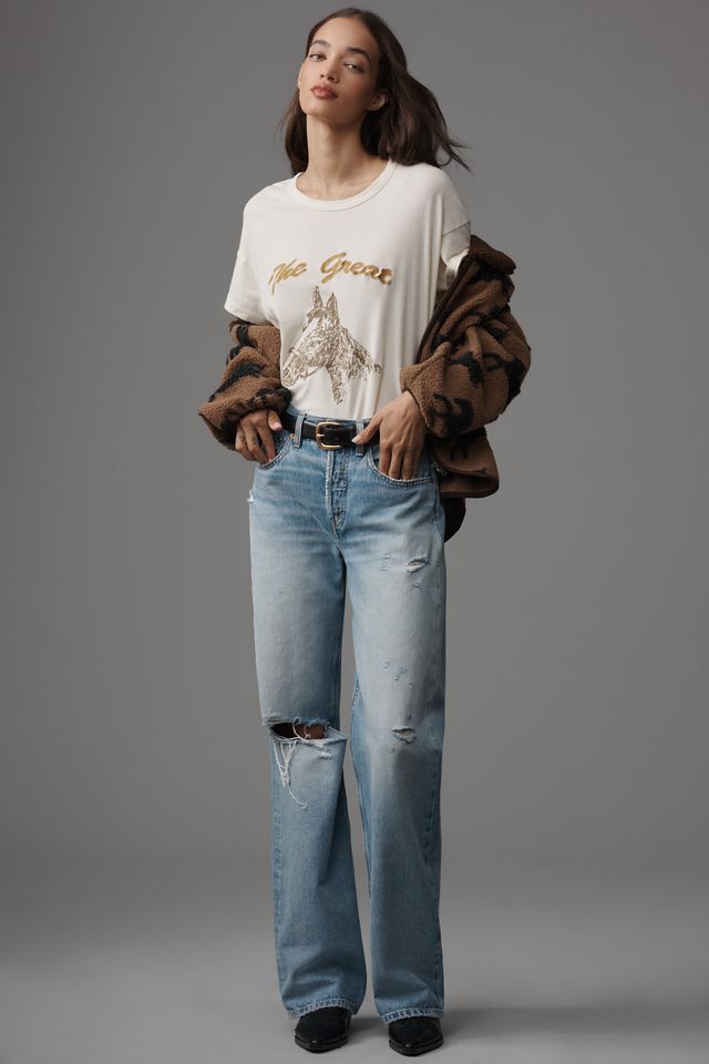 THE GREAT. Boxy Crew-Neck Horse Graphic Tee #2