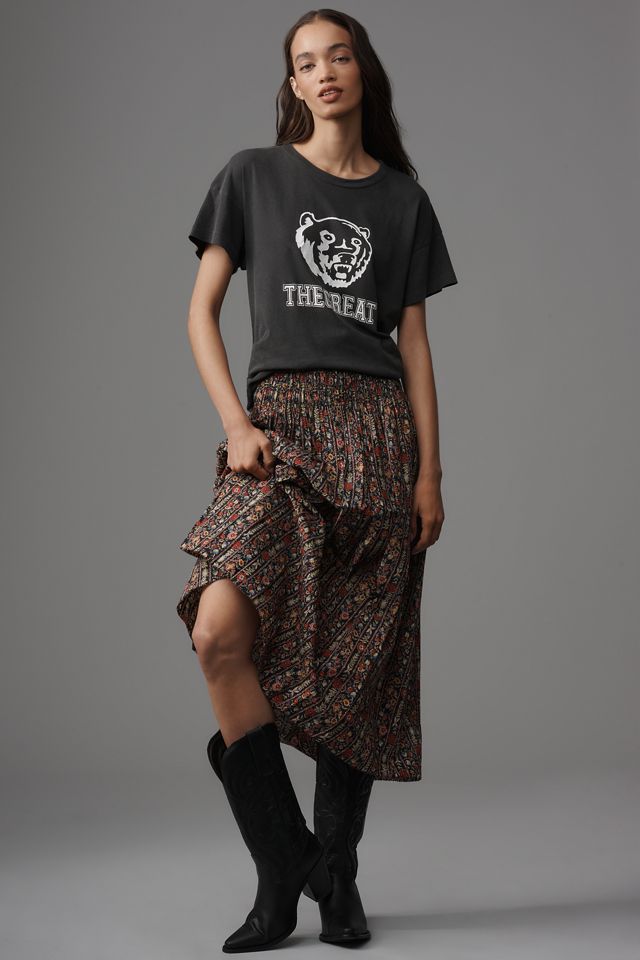 THE GREAT. Boxy Crew-Neck Bear Graphic Tee #1