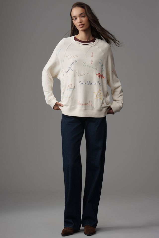 THE GREAT. Slouchy Graphic Crew-Neck Sweatshirt #1