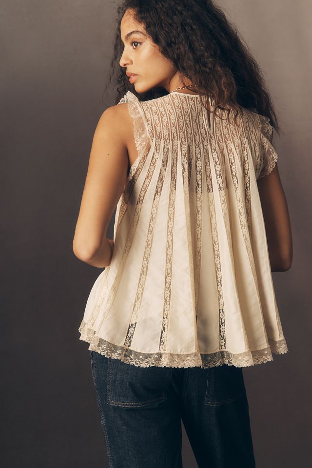 THE GREAT. Keepsake Silk Blend Lace Top #3