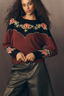 The Great Heirloom Rose Western Sweater In Red