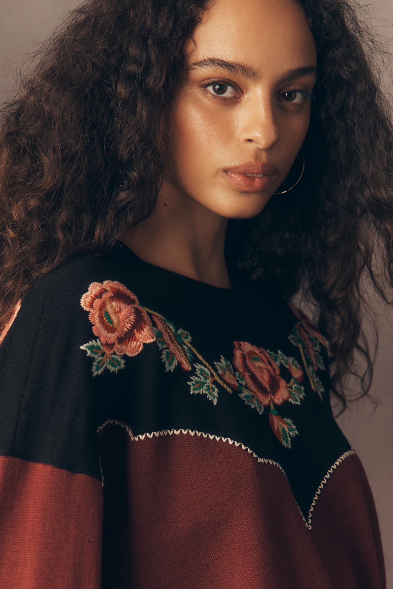THE GREAT. Heirloom Rose Western Sweater