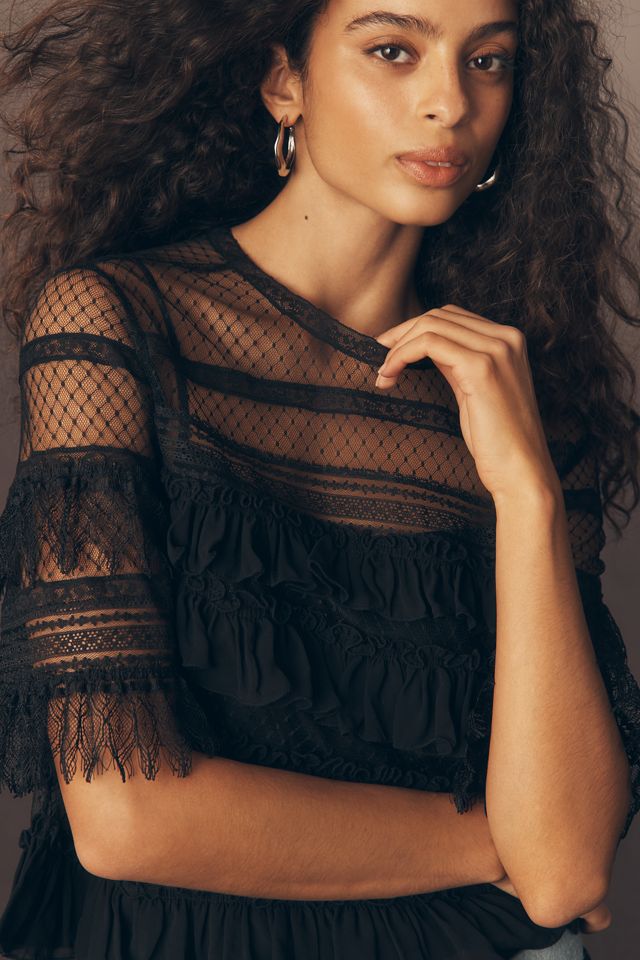 THE GREAT. Winter Mesh Flounce Top #2