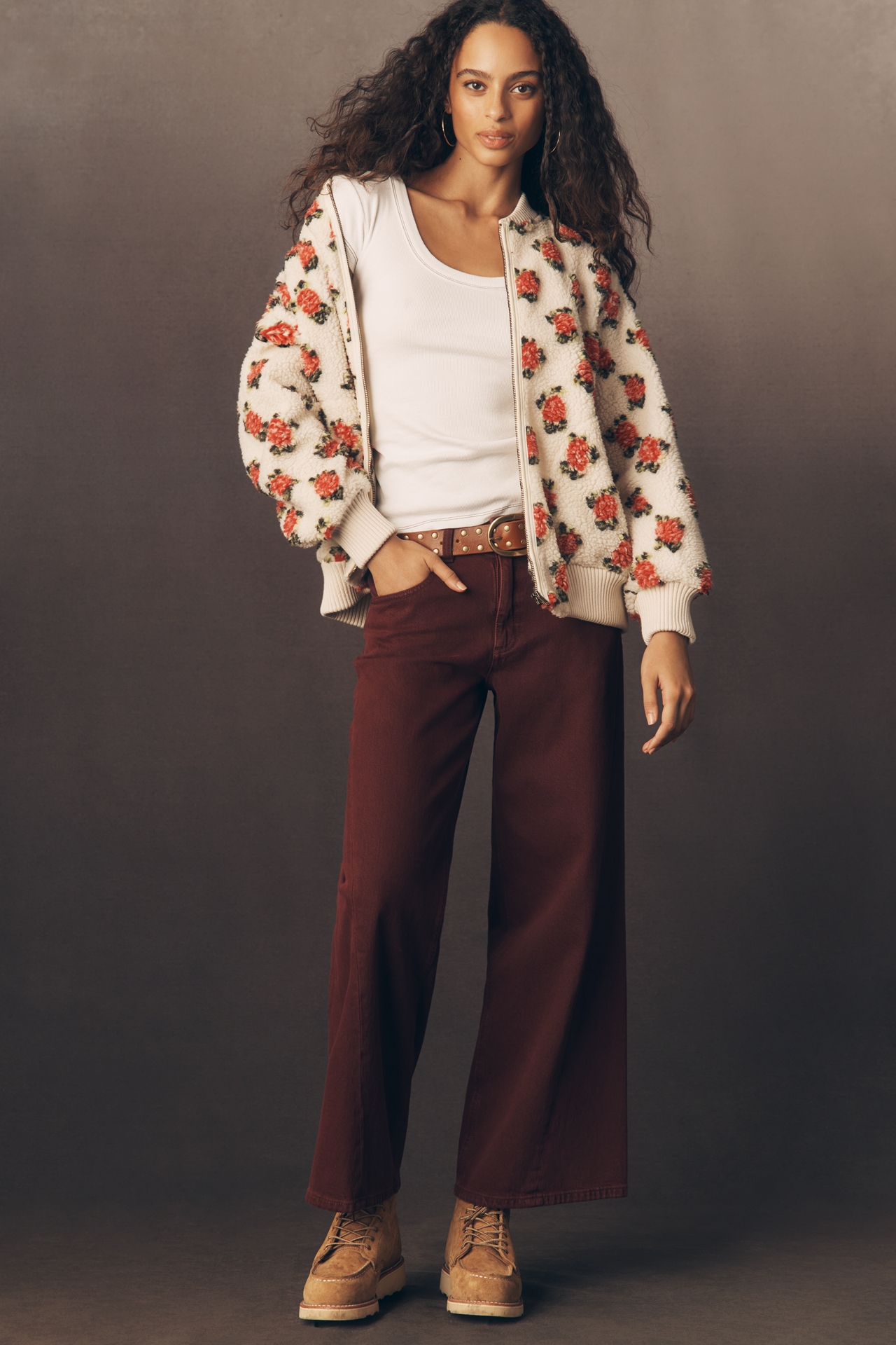 THE GREAT. Plush Faux Fur Bomber Jacket