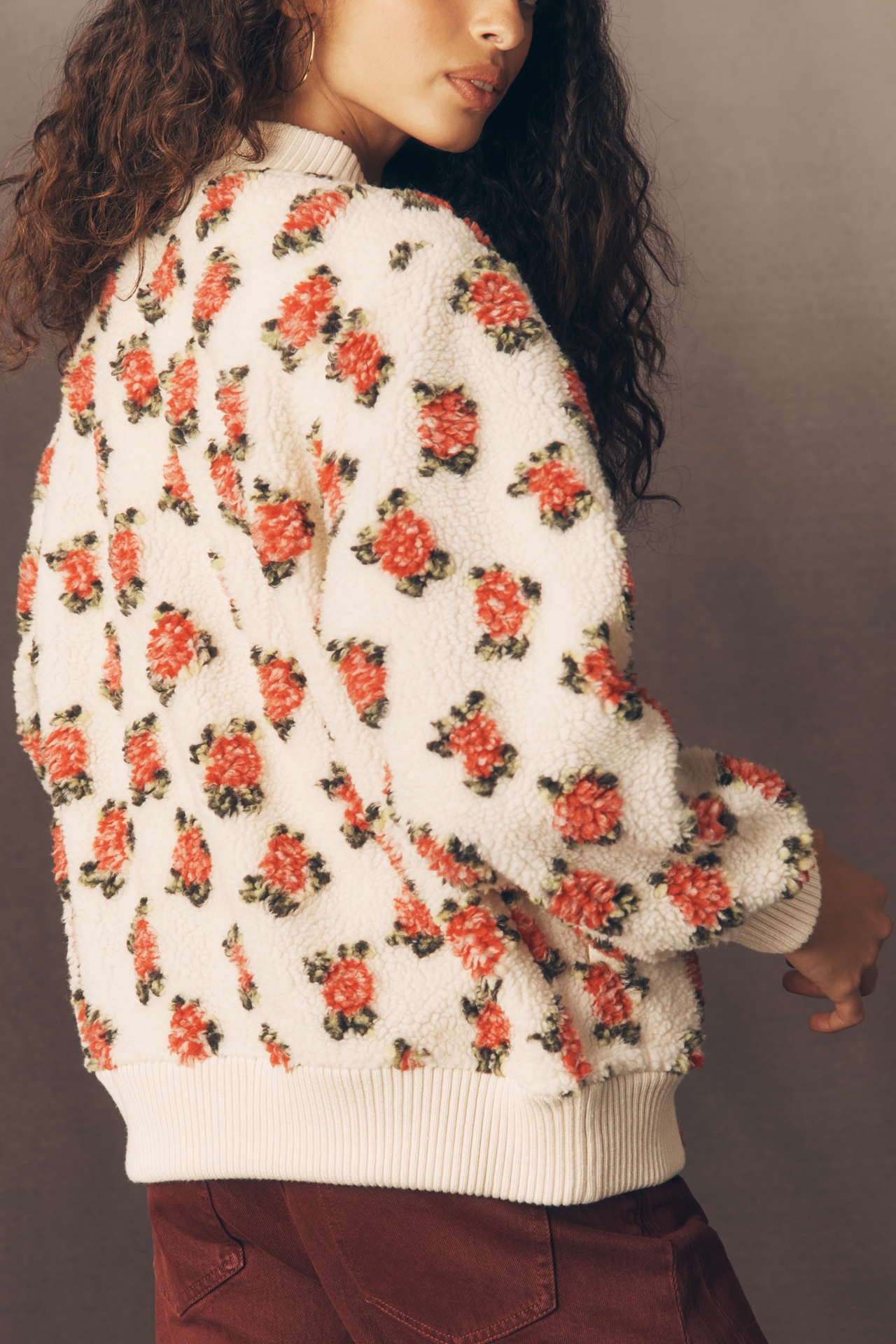 THE GREAT. Plush Faux Fur Bomber Jacket