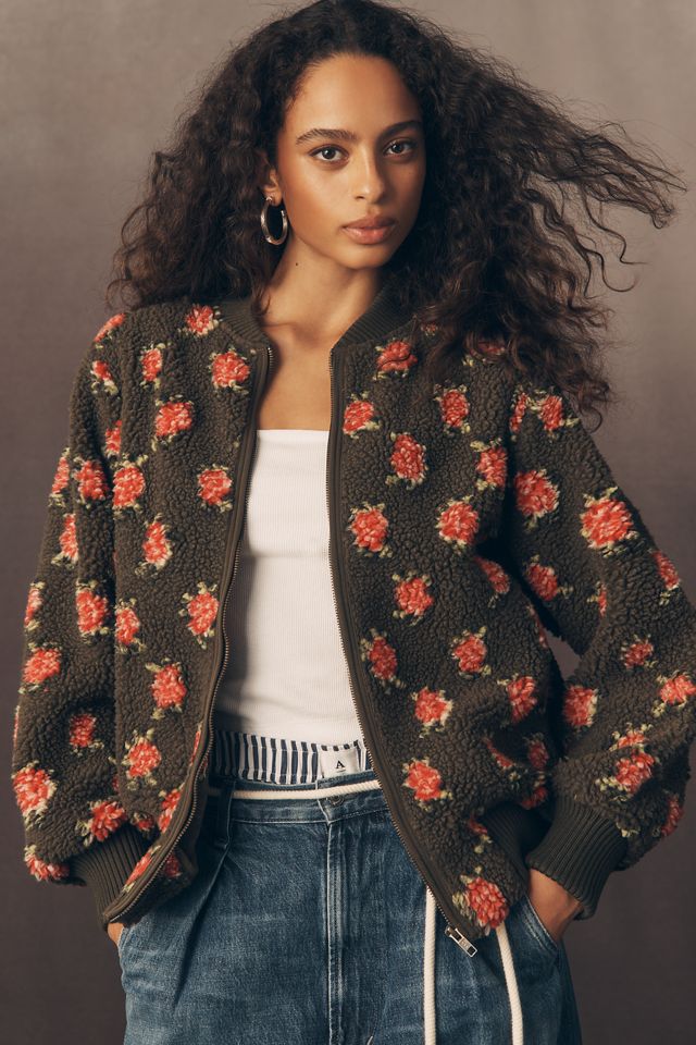 THE GREAT. Plush Faux Fur Bomber Jacket | Anthropologie