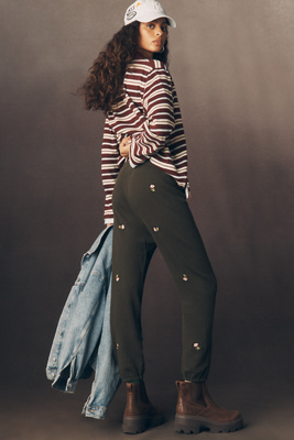 The Great The Stadium Embroidered Sweatpants In Green