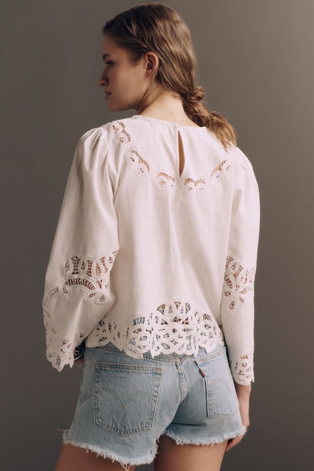 THE GREAT. Picnic Lace Long-Sleeve Top | Anthropologie
