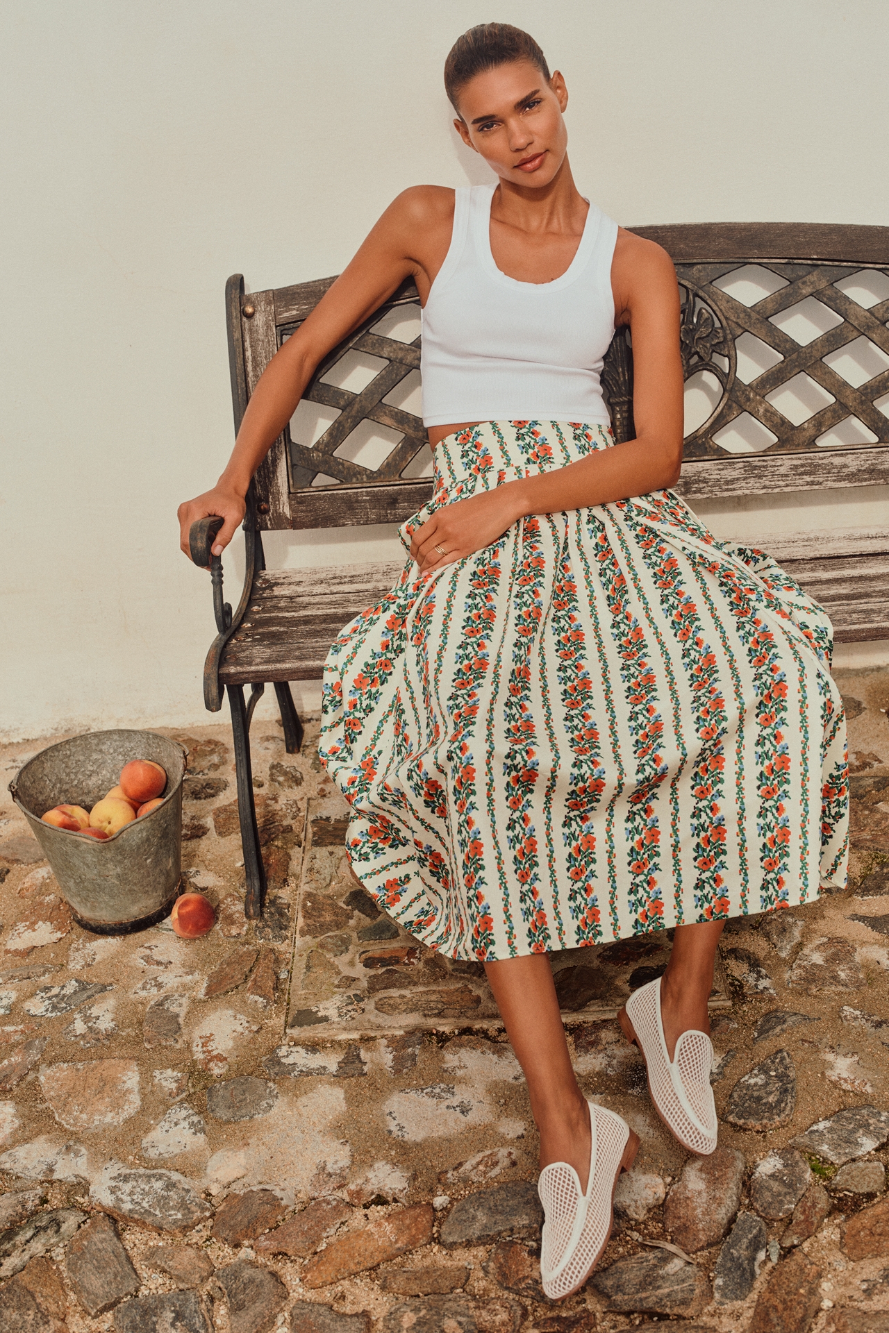 THE GREAT. Cotton Regency Midi Skirt