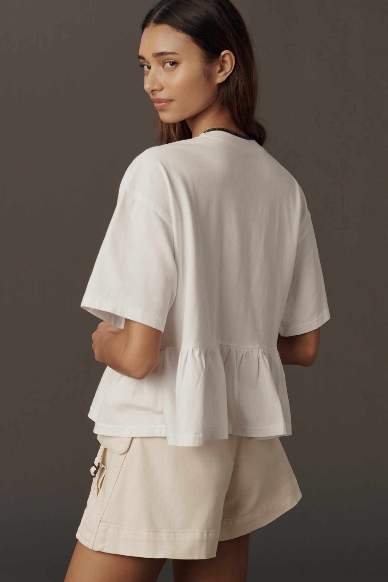 THE GREAT. Oversized Ruffle T-Shirt