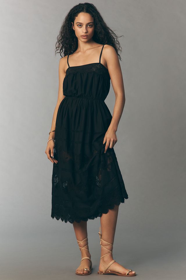 THE GREAT. The Rosette Lace-Trim Midi Dress | Anthropologie