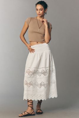 Muse Assembly Mildred Cotton Crochet Skirt | Anthropologie