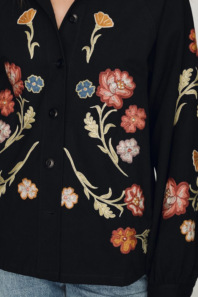 THE GREAT. Cotton Embroidered Buttondown Shirt #1