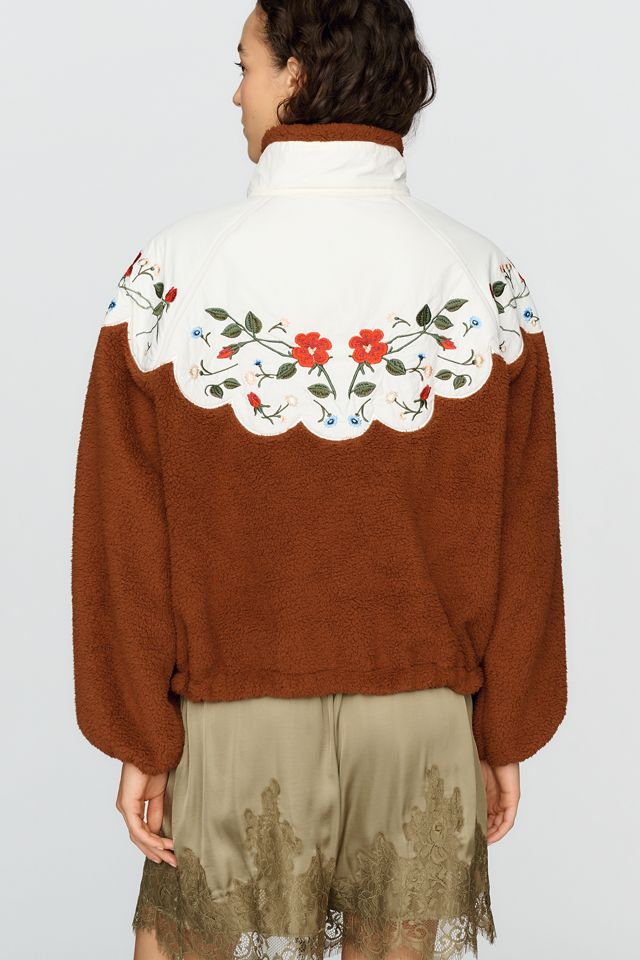 THE GREAT. The Plush Wildflower Funnel Neck Pullover #1