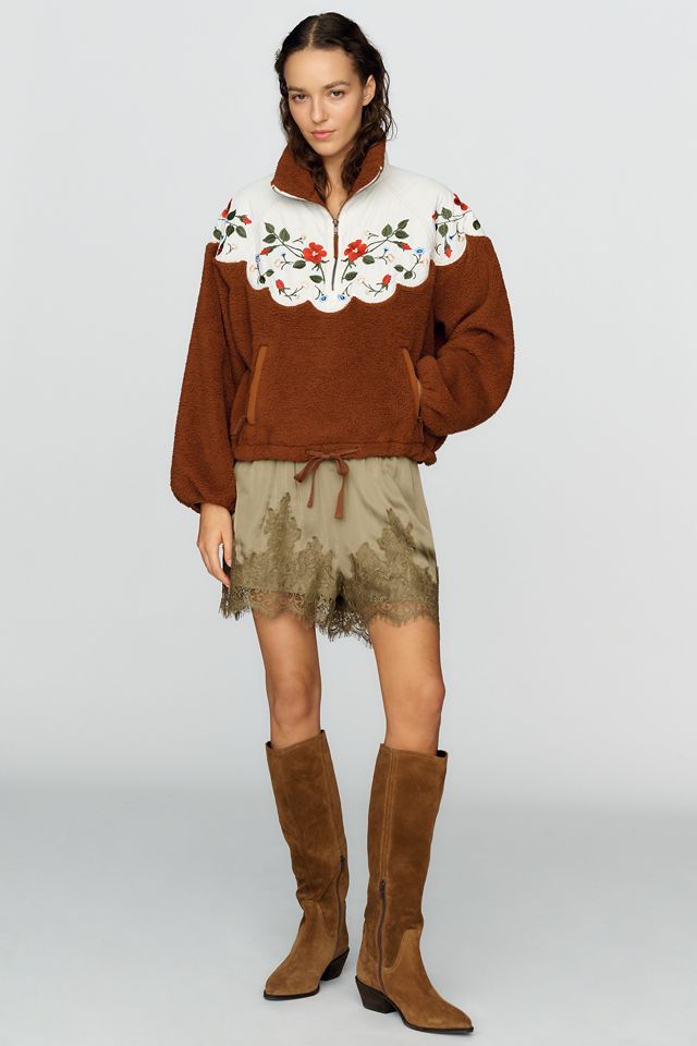 THE GREAT. The Plush Wildflower Funnel Neck Pullover #3