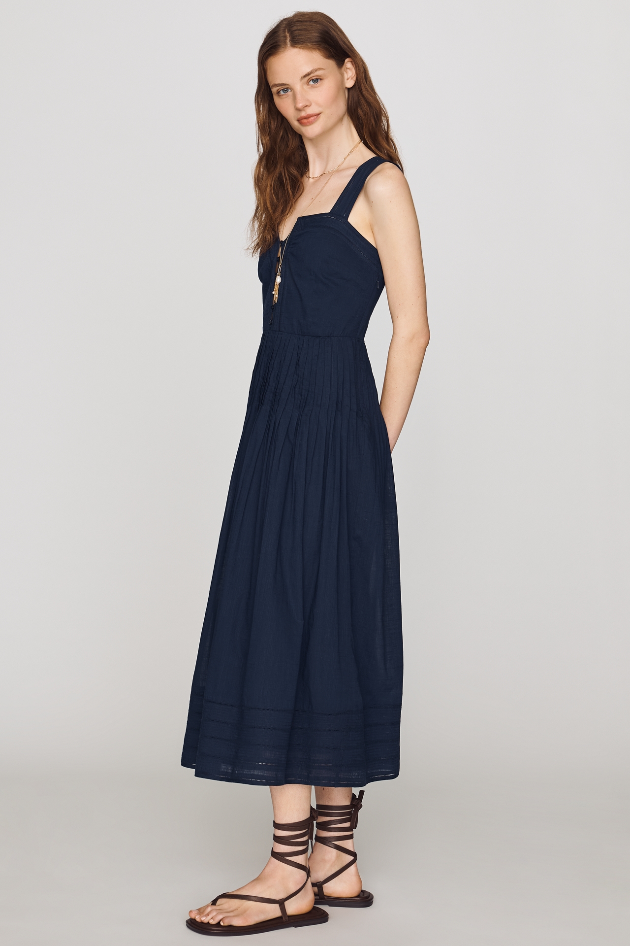 The GREAT. Day Break Cotton Midi Dress