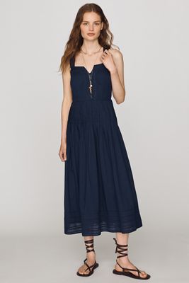 anthropologie blue linen dress Oversized Linen Maxi Dress