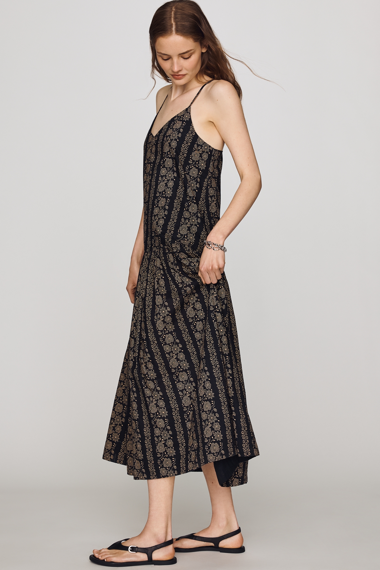 The GREAT. Drop Waist Cotton Midi Dress