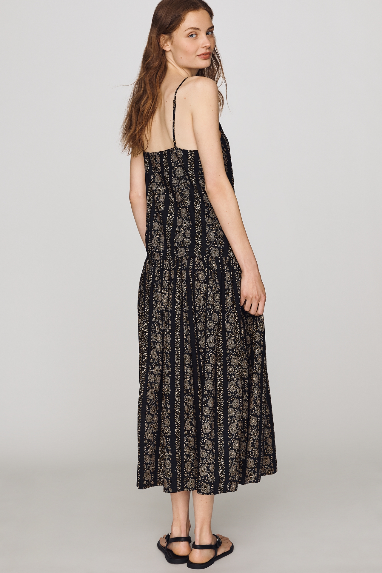 The GREAT. Drop Waist Cotton Midi Dress