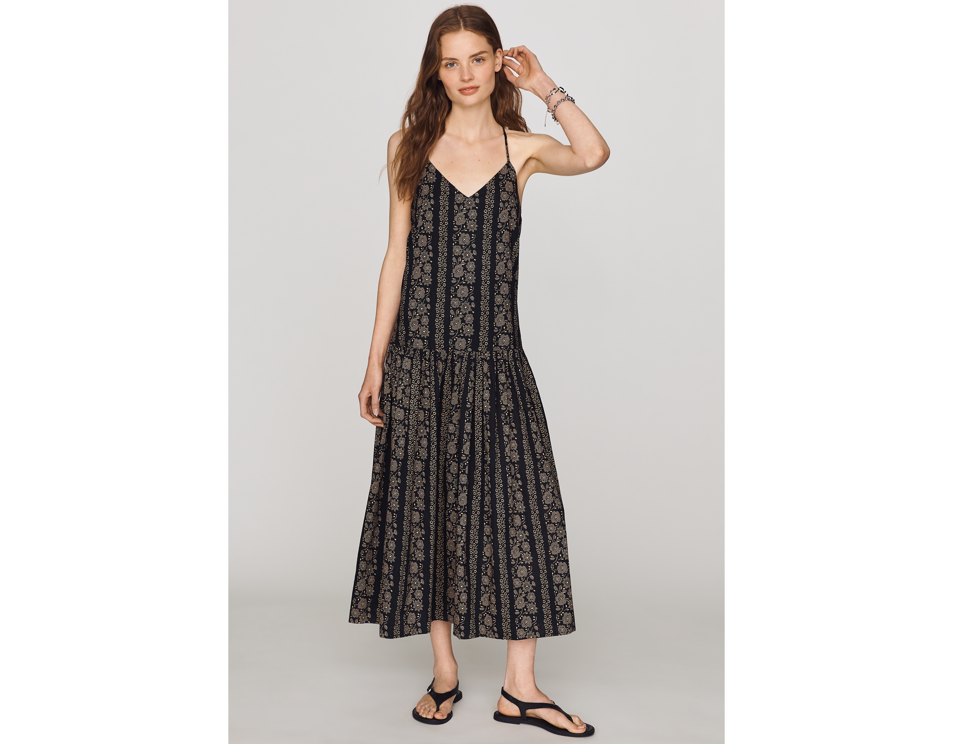 The GREAT. Drop Waist 100% Cotton Midi Dress