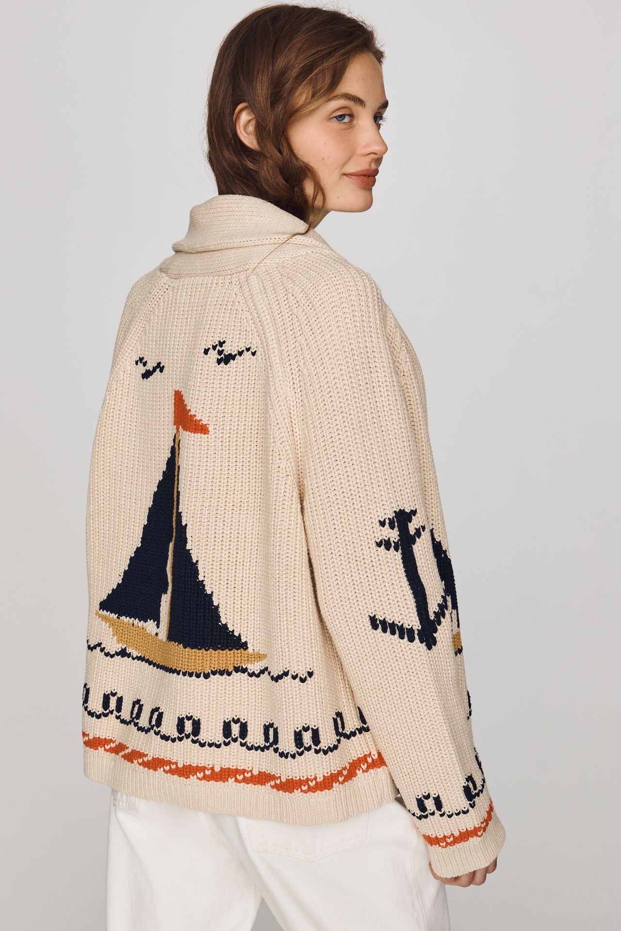 The GREAT. Sailboat Cardigan Sweater