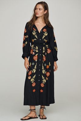 anthropologie black floral maxi dress By Anthropologie Sleeveless V-Neck Pleated Maxi Dress
