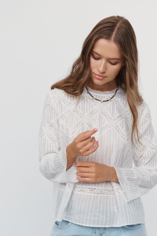 THE GREAT. 100% Cotton Lattice Lace Top #2