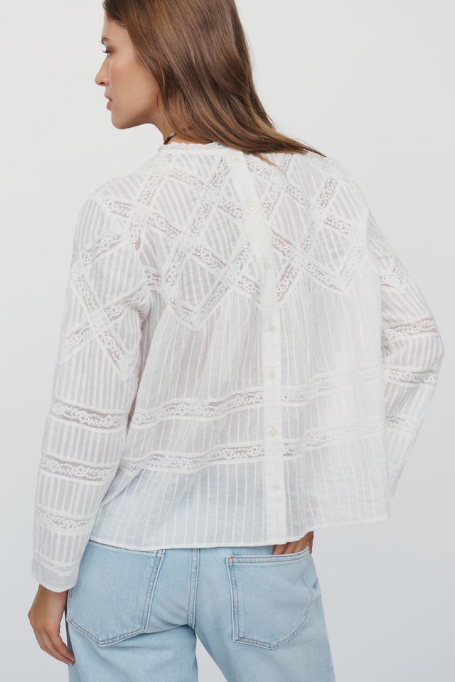 THE GREAT. 100% Cotton Lattice Lace Top #3