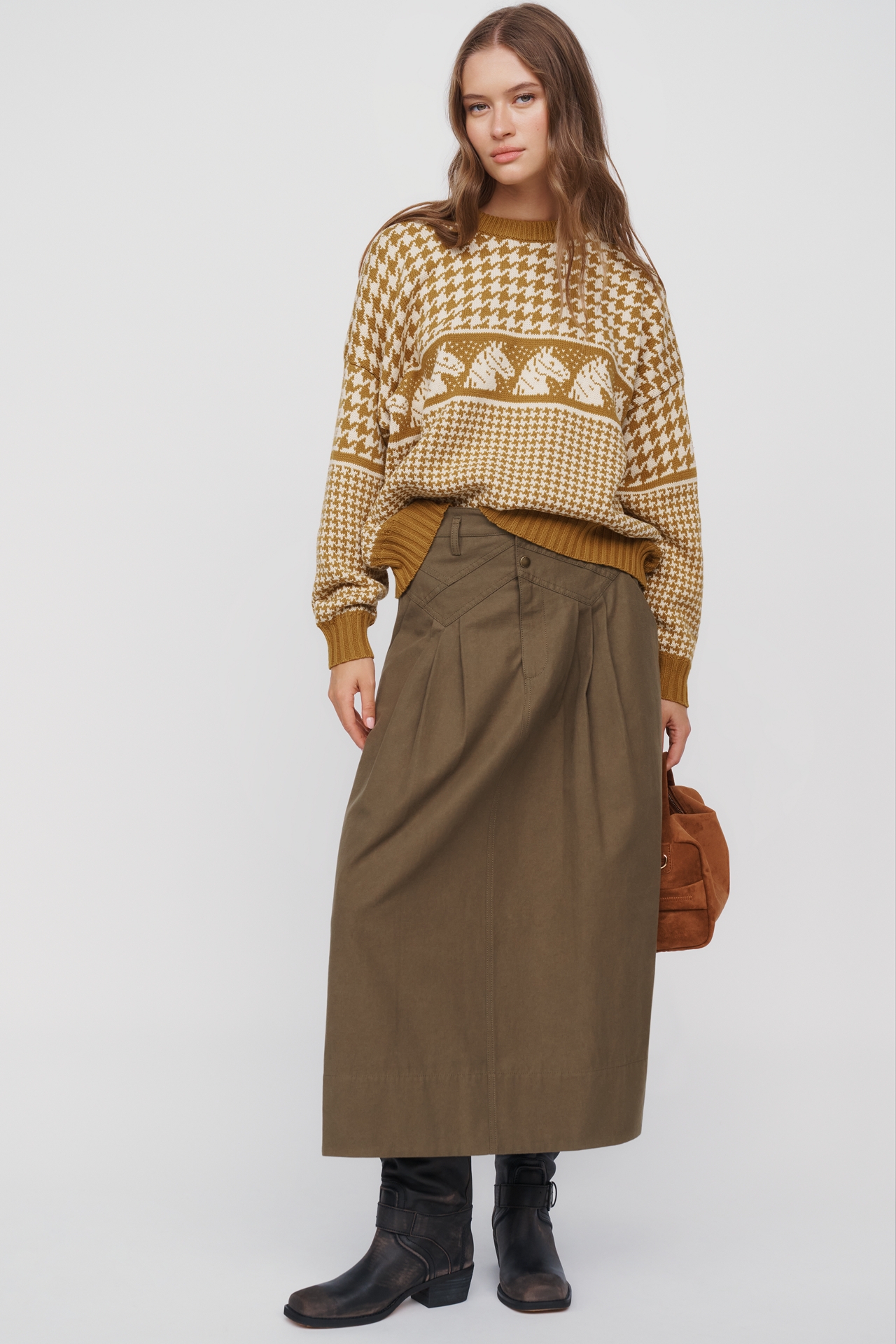 THE GREAT. Field 100% Cotton Midi Skirt