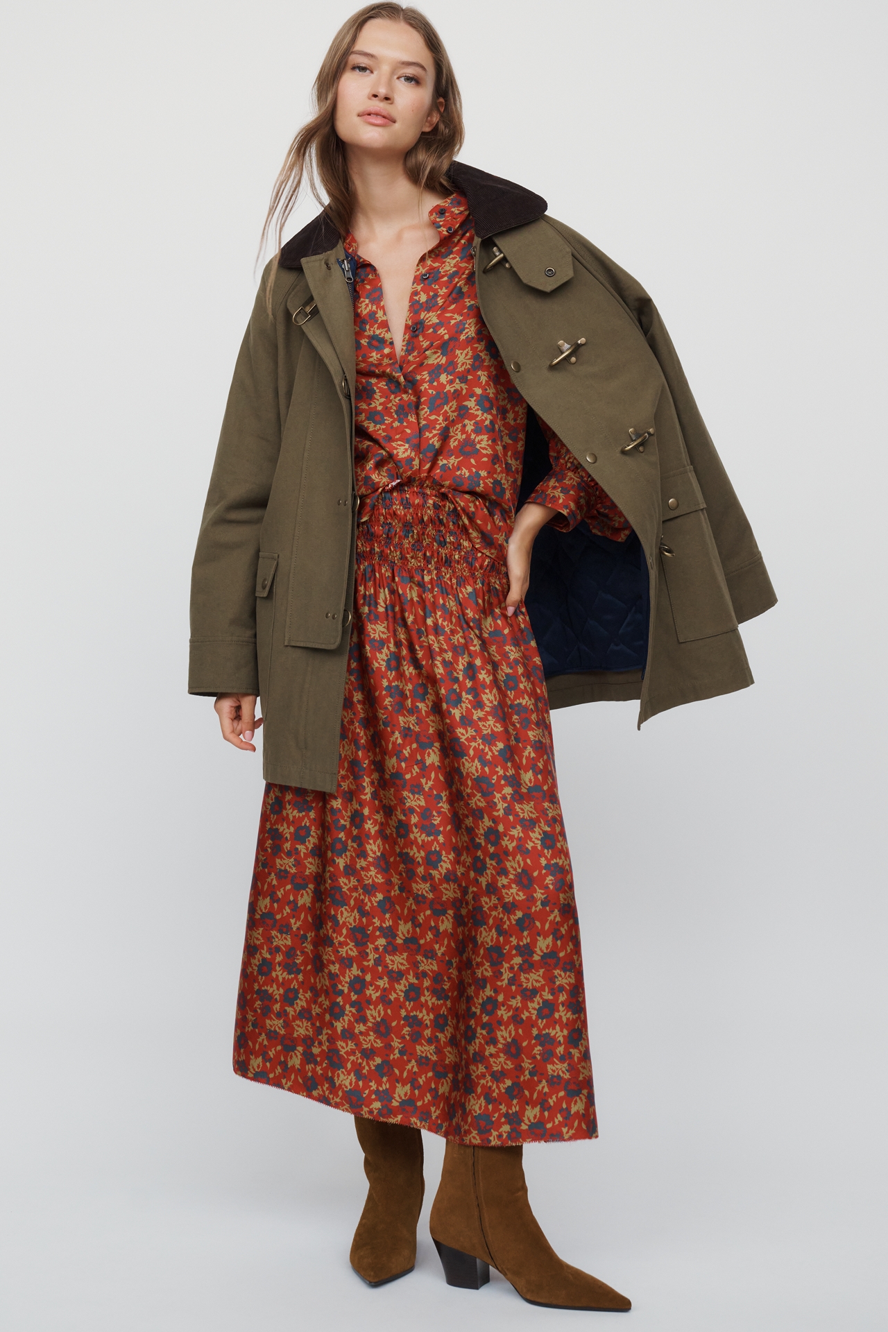 THE GREAT. Canary 100% Silk Midi Skirt