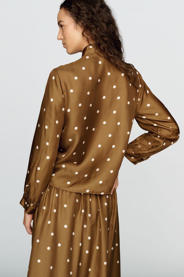THE GREAT. Zenith 100% Silk Bow Neck Blouse #1