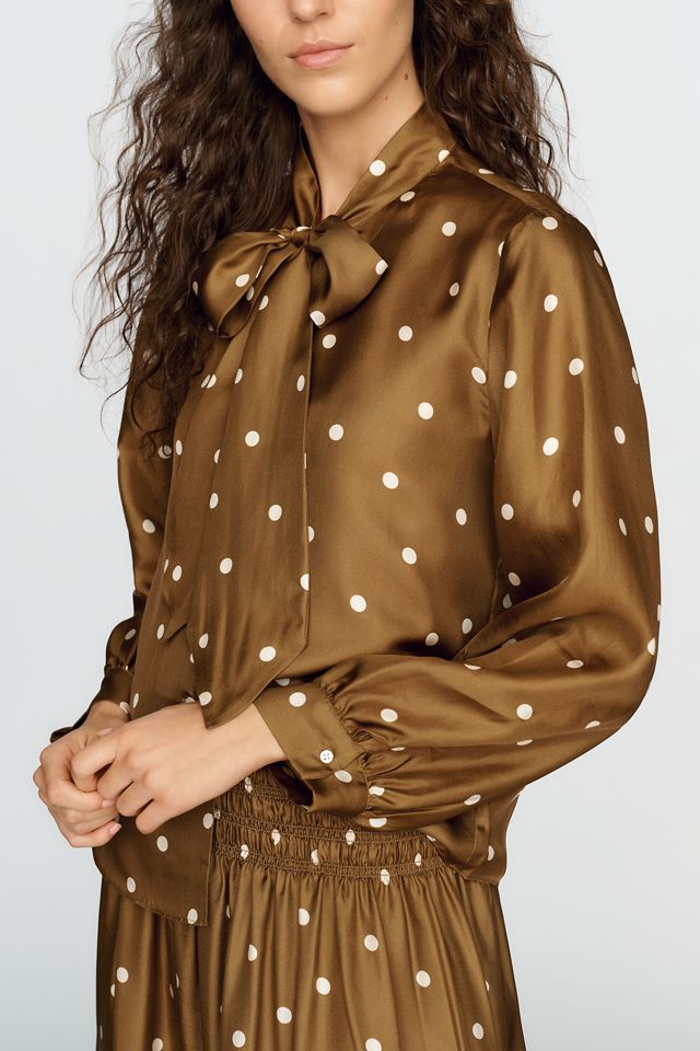 THE GREAT. Zenith 100% Silk Bow Neck Blouse #2