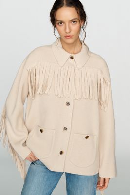 THE GREAT. Wool Blend Western Fringe Sweater