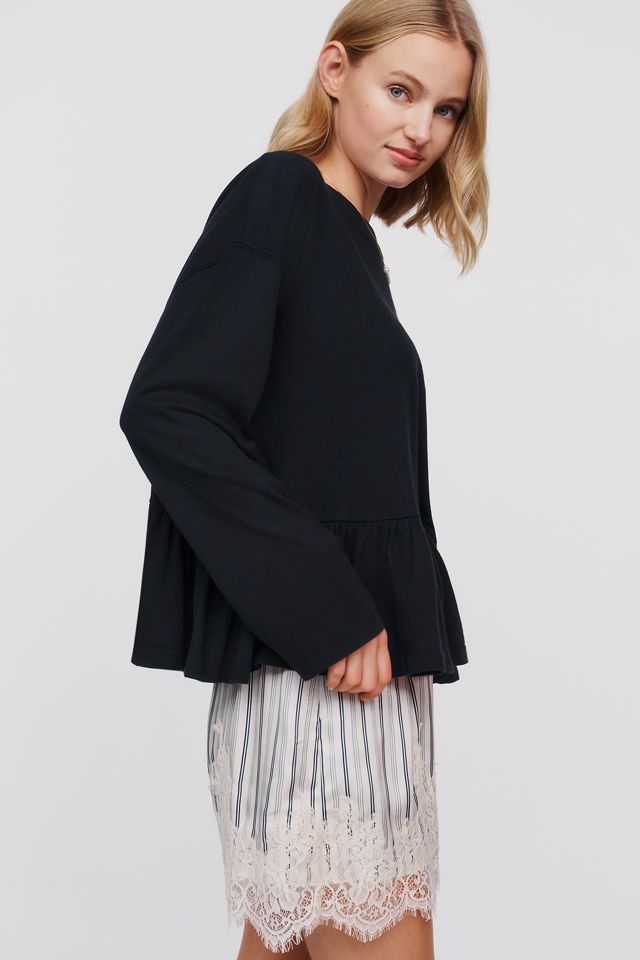 THE GREAT. 100% Cotton Ruffle Peplum Tee #2