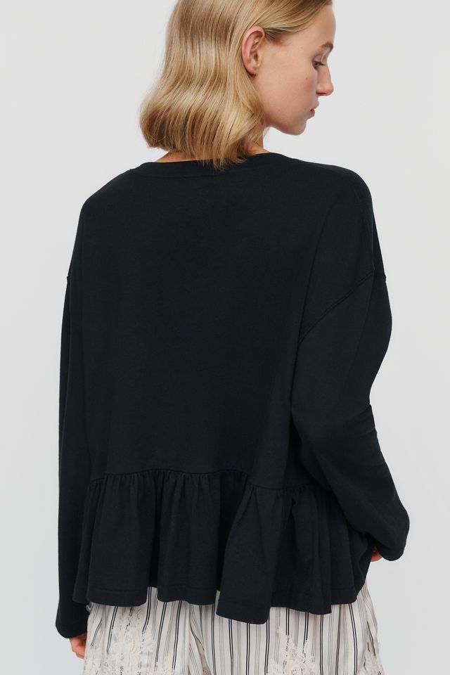 THE GREAT. 100% Cotton Ruffle Peplum Tee #3