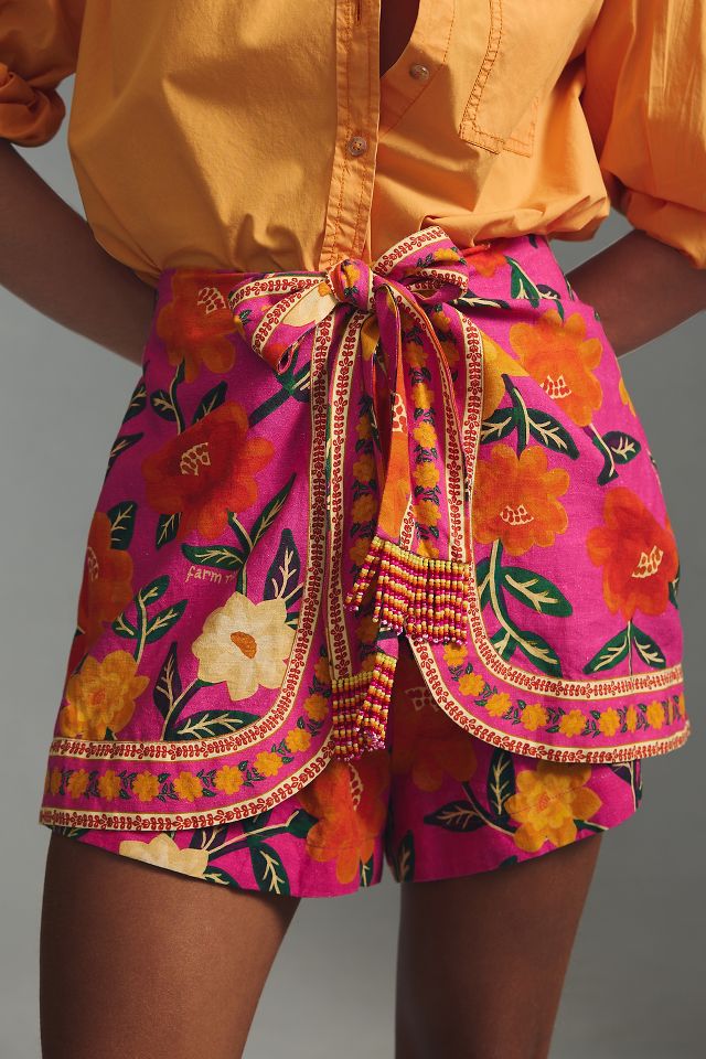 Anthropologie ファームリオ フローラルタペストリーショーツ Farm Rio Floral Tapestry Belted Shorts | Anthropologie