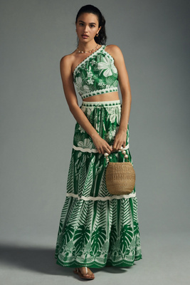 Farm Rio Macaw Elegance Tiered Maxi Skirt | Anthropologie