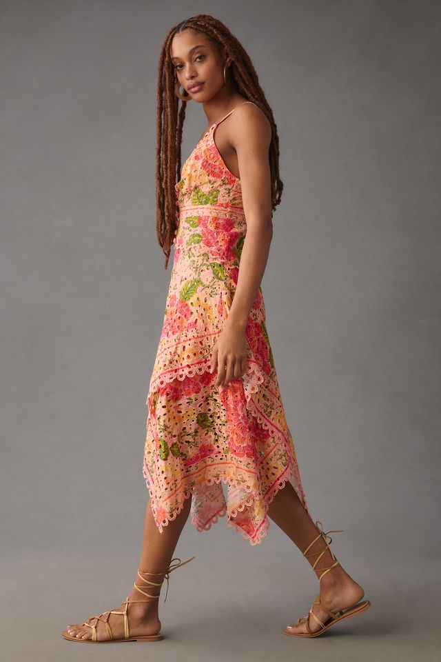 Farm Rio Printed Eyelet Asymmetrical Dress | Anthropologie