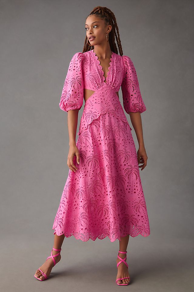 farm rio pink dress Garden Delight Short Sleeve Maxi 100% cotton This Spring FARM Rio Dress