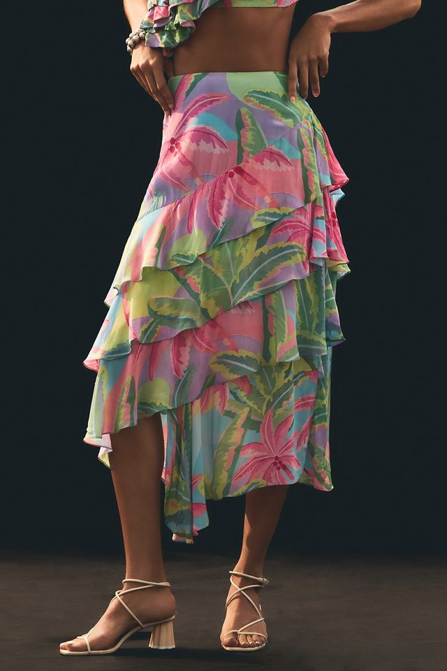 Farm Rio Tiered Asymmetrical Skirt #1