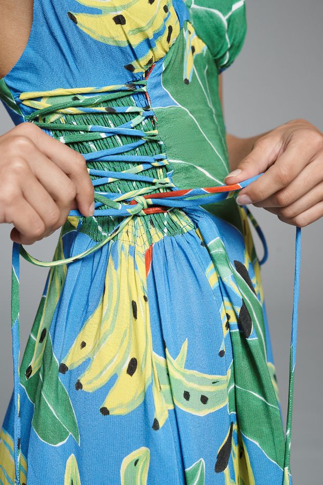 Farm Rio Banana Leaves Lace-Up Dress #3