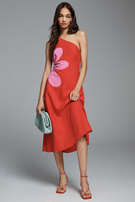 Farm Rio One-Shoulder Cutout Flower Dress | Anthropologie
