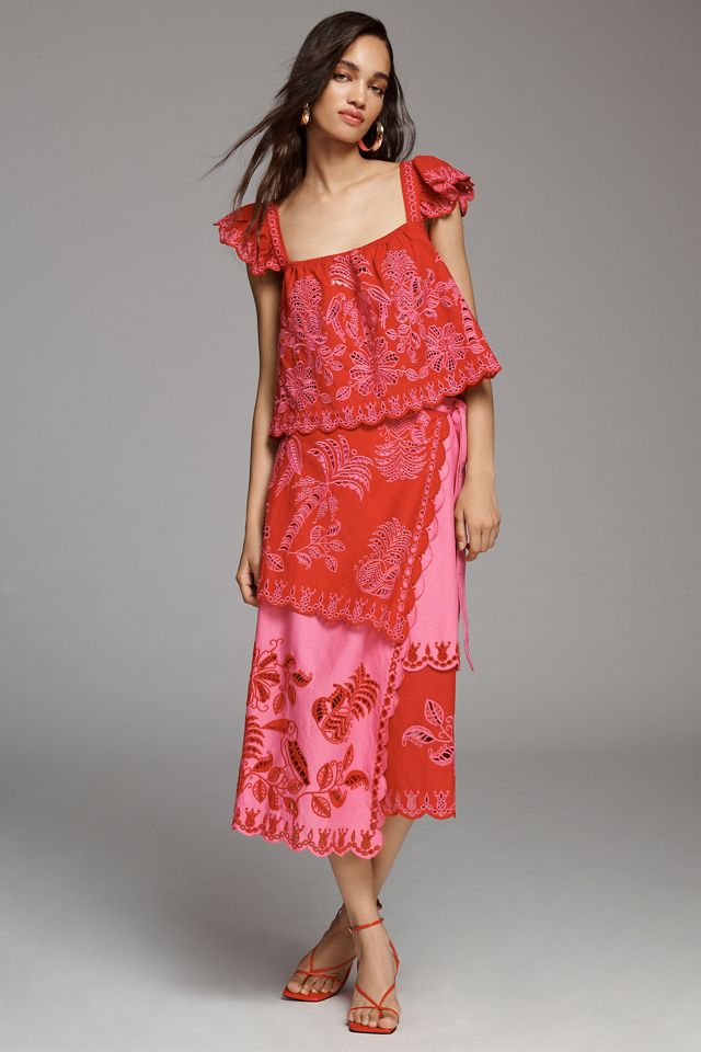 Farm Rio Palm Tree Richelieu Flutter-Sleeve Top #3