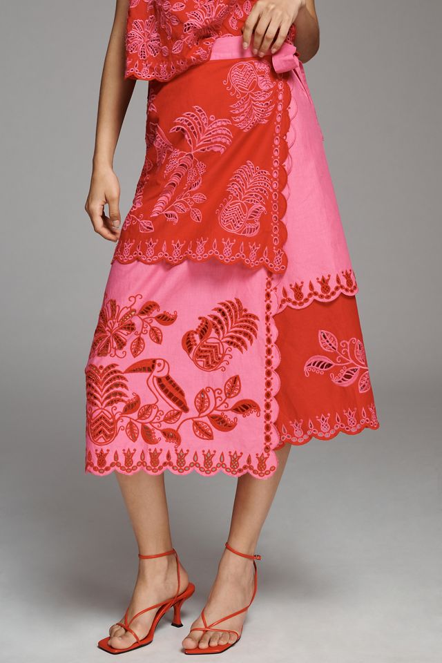 Farm Rio Palm Tree Richelieu Wrap Skirt | Anthropologie