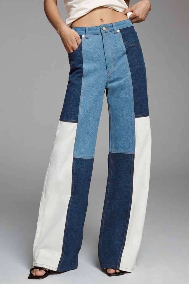 Farm Rio - Patchwork High-Rise Wide-Leg Jeans - Blue - 27 - Net A Porter