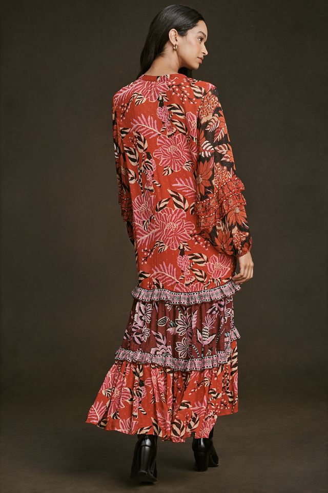 Farm Rio Mixed Floral Long-Sleeve Dress #1