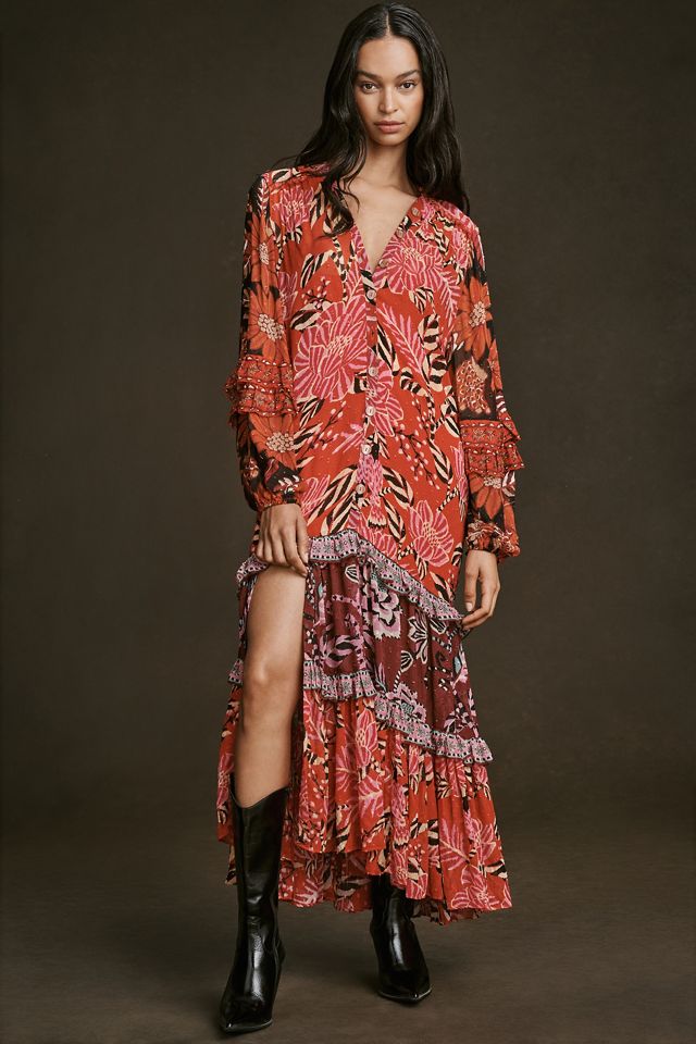 Farm Rio Mixed Floral Long-Sleeve Dress #2
