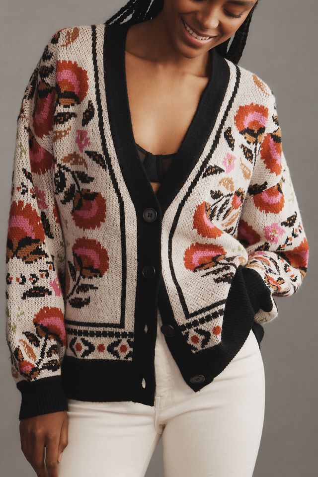 Farm Rio Palms Paradise Sand Knit Bomber Jacket | Anthropologie
