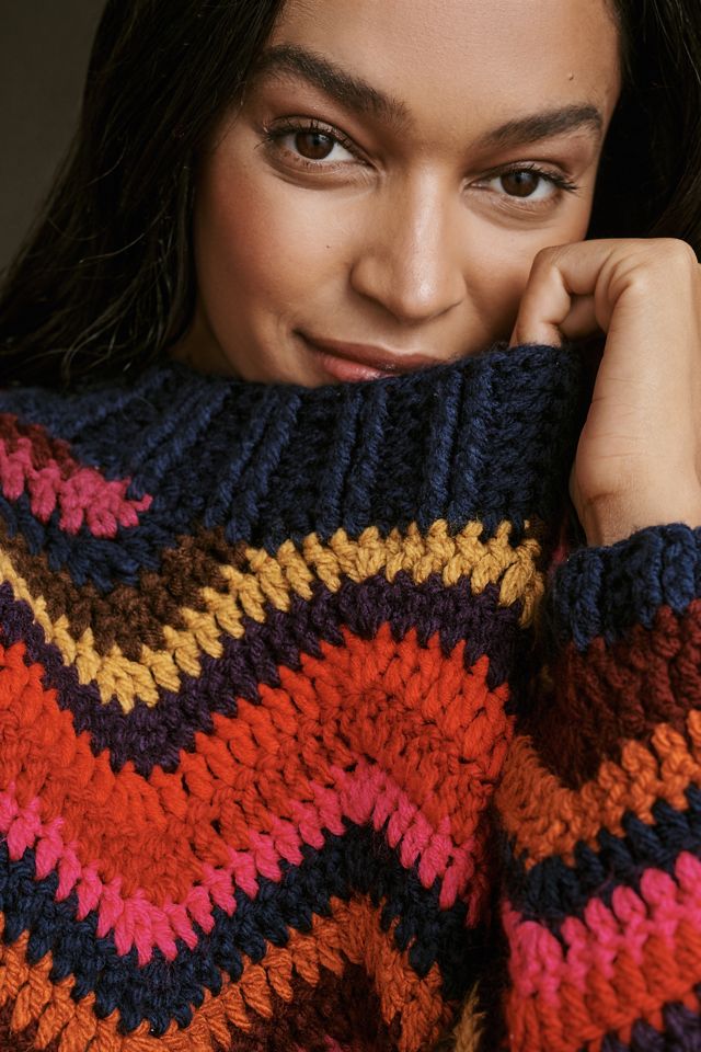 Farm Rio Crochet High-Neck Sweater #2