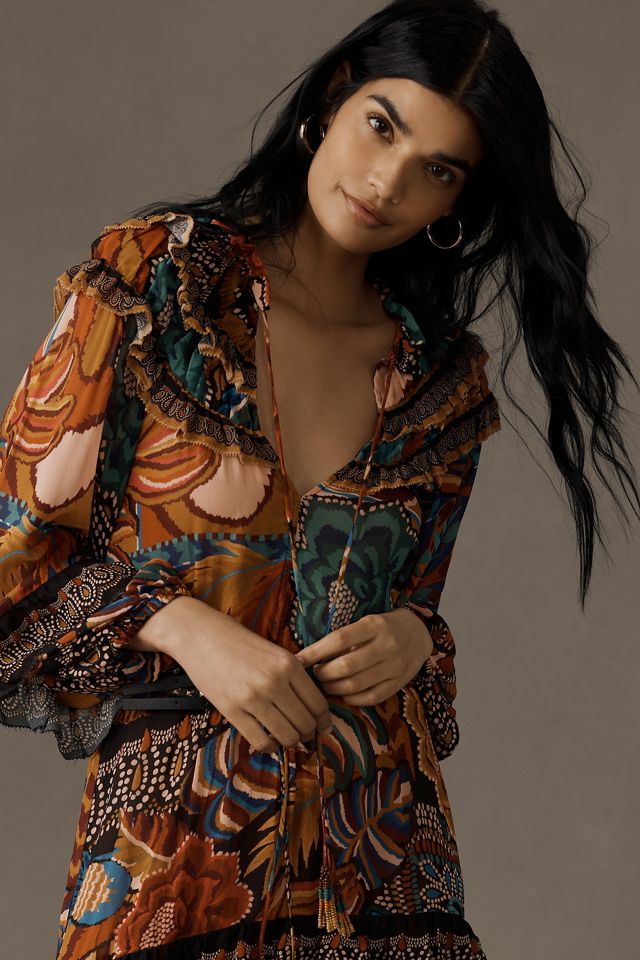 Farm Rio Fall Mix Multicolor Maxi Dress #2